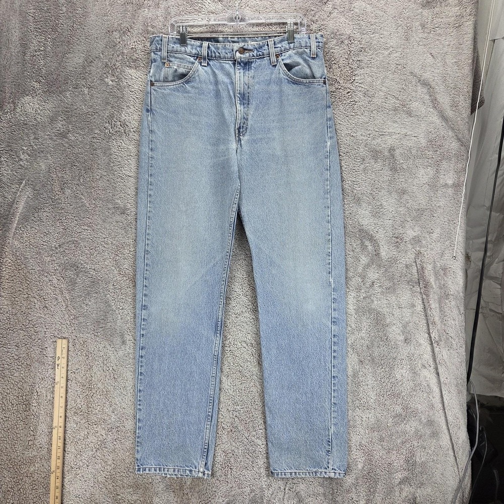 Vintage Levis 505 Jeans Mens 36x32 Blue Regular Straight Orange Tab Altered Hem